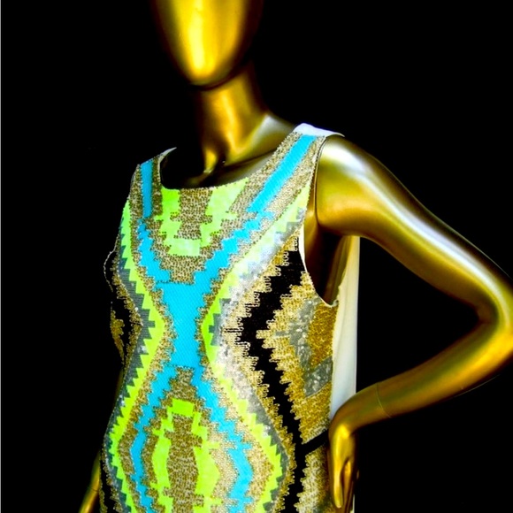 Mod Bold Sequined & Beaded Sleeveless Sheath Dress Designed by Harper 21st - Picture 5 of 14